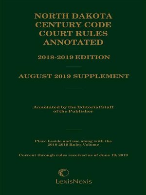 North Dakota Century Code Court Rules Annotated By Publisher's ...